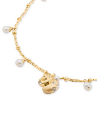 Gold-Tone Mixed Stone Shell Charm Bracelet 