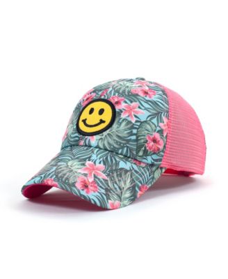 Women's Adjustable Snap Back Smiley Face Trucker Hat