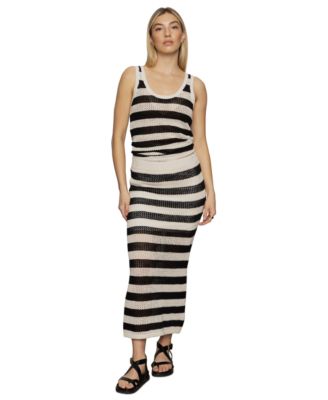 Sanctuary - Women's Striped Mesh-Stitch Maxi Skirt