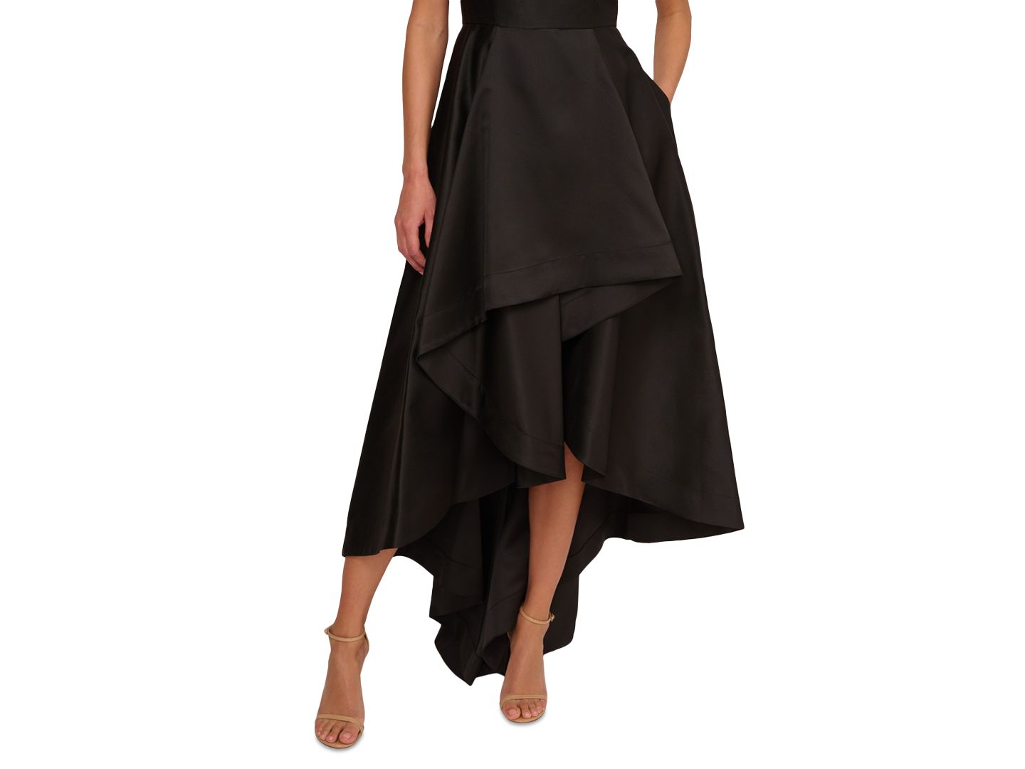 Женские платья Adrianna Papell High-Low Mikado Sleeveless Gown, цвет: Чёрный — фото 4