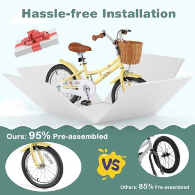 16" Kids Bike with Training Wheels & Adjustable Seat | Safety Reflectors, Bell for Ages 4-8