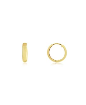 Gold Huggie Hoop Earrings 14K Gold 15 x 3 millimeters