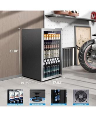 Mini Beverage Fridge — 130-Can, Adjustable Shelves, Glass Door, Digital Temp Control, LED Lights, Energy-Efficient — Home, Office, Bar, 3.2 Cu Ft