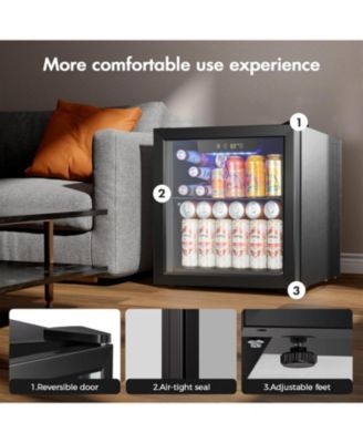 1.3 Cu Ft Mini Beverage Fridge — 12-Bottle & 48-Can Cooler, Glass Door, Digital Temp Control — Compact Drink Cooler for Home, Office, Bar