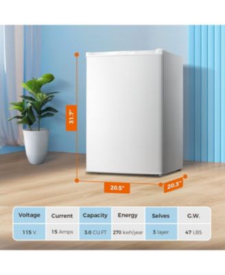 3.0 Cu Ft Upright Mini Freezer — Adjustable Thermostat, Removable Shelves, Reversible Door — Ideal for Bedrooms, Homes, Dorms, Apartments