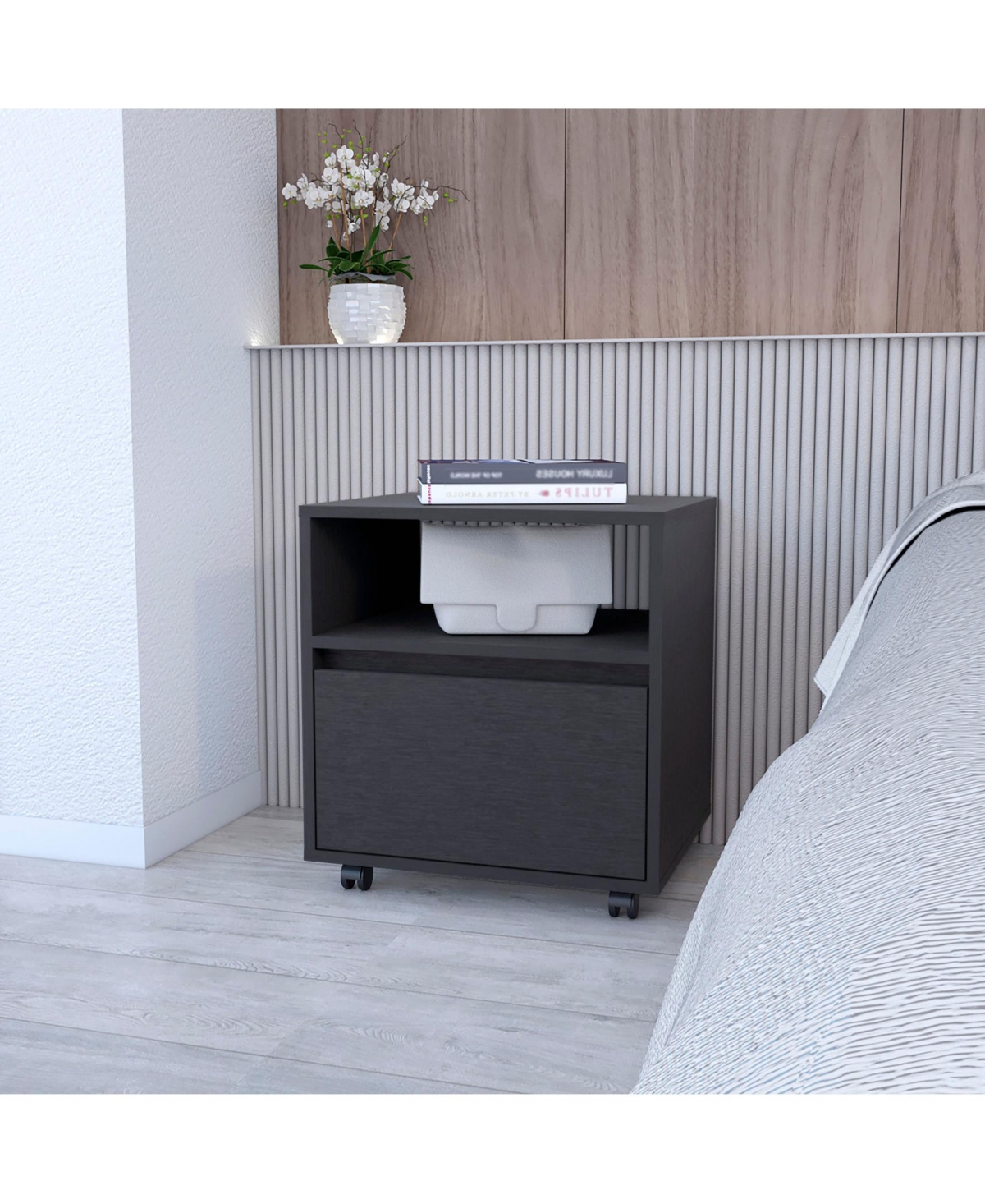 Tech-Integrated 1-Drawer Nightstand for Modern Homes