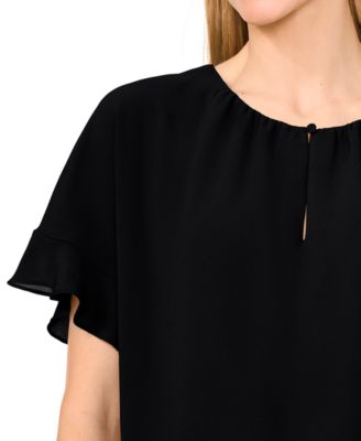 Women's Short-Sleeve Half Button Flowy Blouse