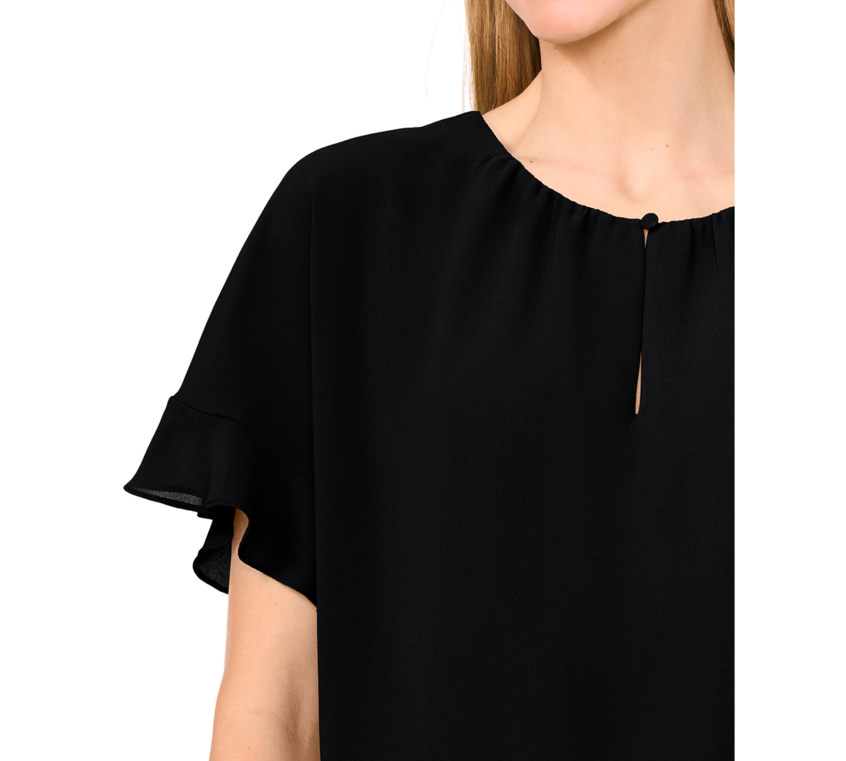 Cece Women's Short-sleeve Half Button Flowy Blouse