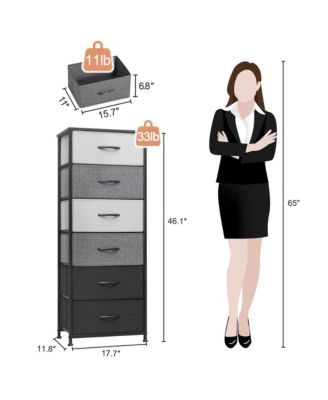 Steel and Fabric Six-Drawer Chest for Bedroom Closet and Home Storage