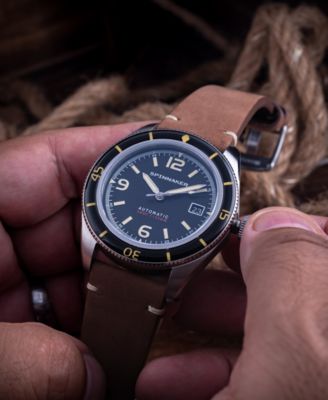 Men's Fleuss Automatic Brown Leather Strap Watch, 43mm