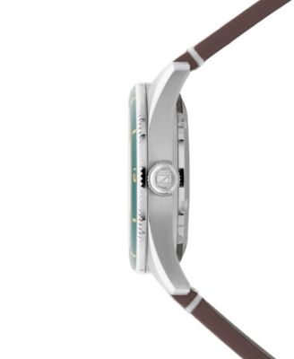 Men's Fleuss Automatic Brown Leather Strap Watch, 43mm