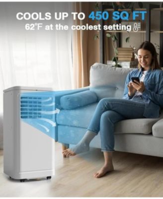 10000 BTU Portable Air Conditioner with Dehumidifier, Fan, Timer & Remote for Rooms up to 450 sq. ft