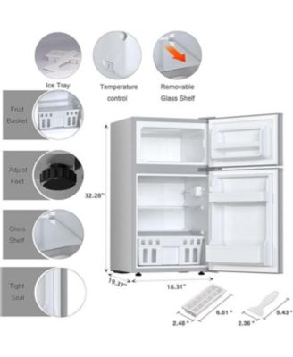 3.2 Cu Ft Mini Fridge with Freezer — Double Door, Adjustable Removable Shelves — Ideal for Basement, Apartment, Dorm, or Office