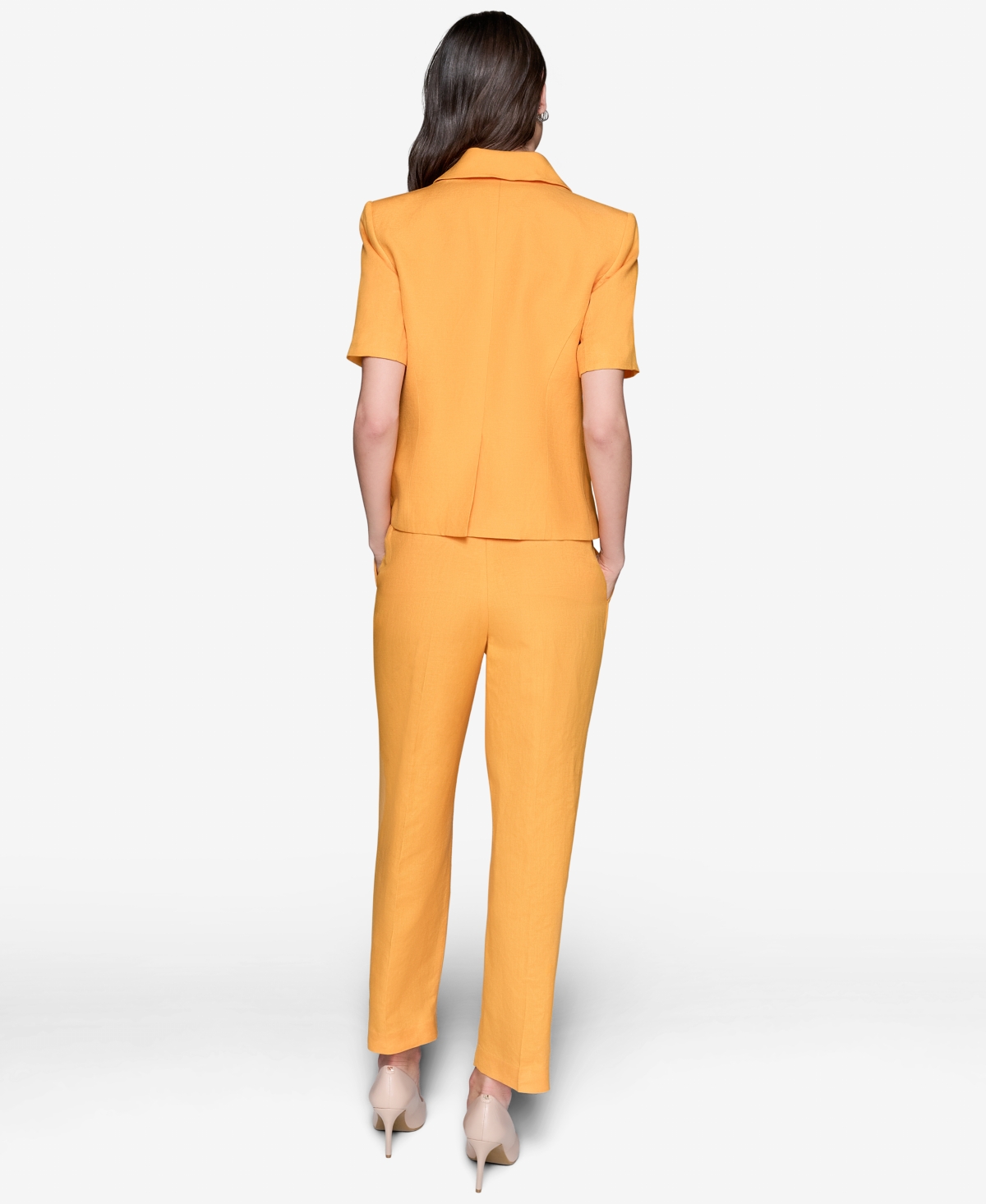 Karl Lagerfeld Women's Linen-blend Short-sleeve Double-breasted Jacket
