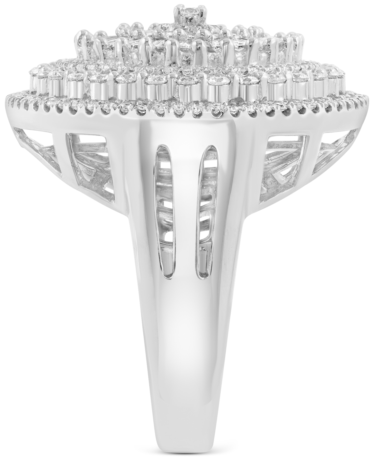 Effy Collection Effy Diamond Round & Baguette Sunburst Cluster Statement Ring (1-1/2 Ct. T.w.) In 14k White Gold