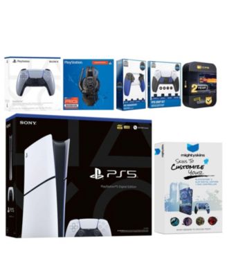 Playstation 5 Slim Digital with Extra Midnight Black Controller, Plantronics Headset, Trigger Stop Kit, FPS Grip Kit and MightySkins Decal Vouche