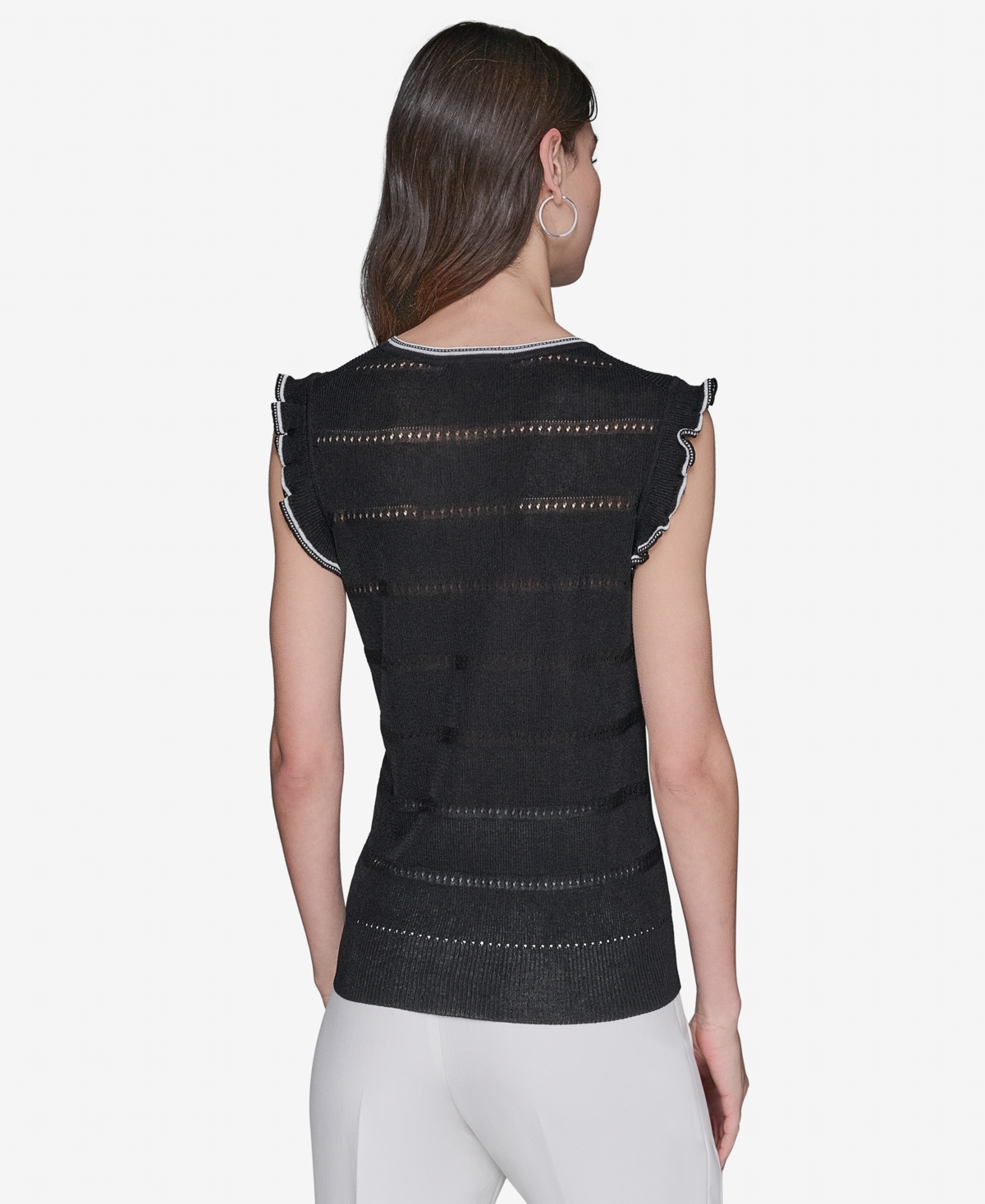 Shop Karl Lagerfeld Women's Pointelle Knit Sleeveless Top