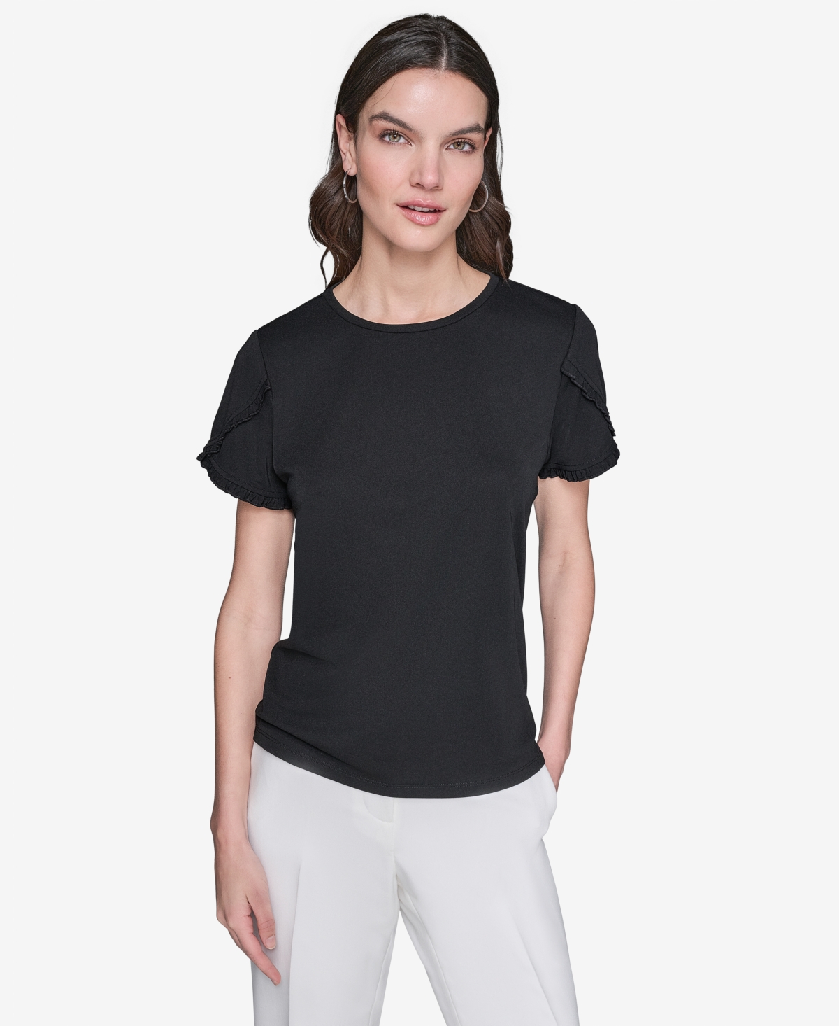 Karl Lagerfeld Women's Crewneck Tulip-sleeve Blouse