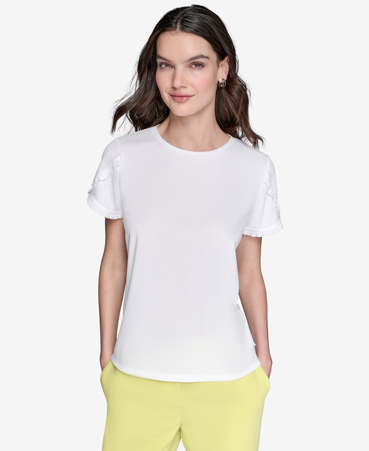 Karl Lagerfeld Women's Crewneck Tulip-sleeve Blouse
