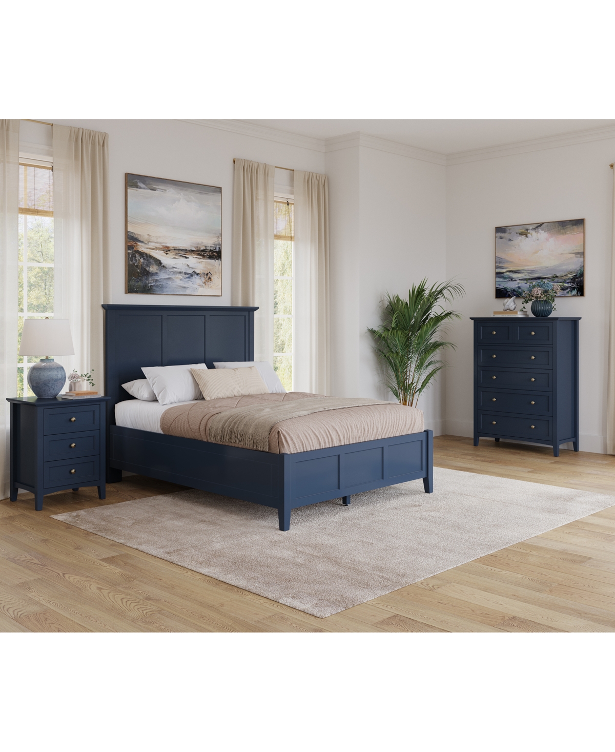 Macy's Hedworth California King Storage 3-pc. Set (bed, Chest & Nightstand) In Blue