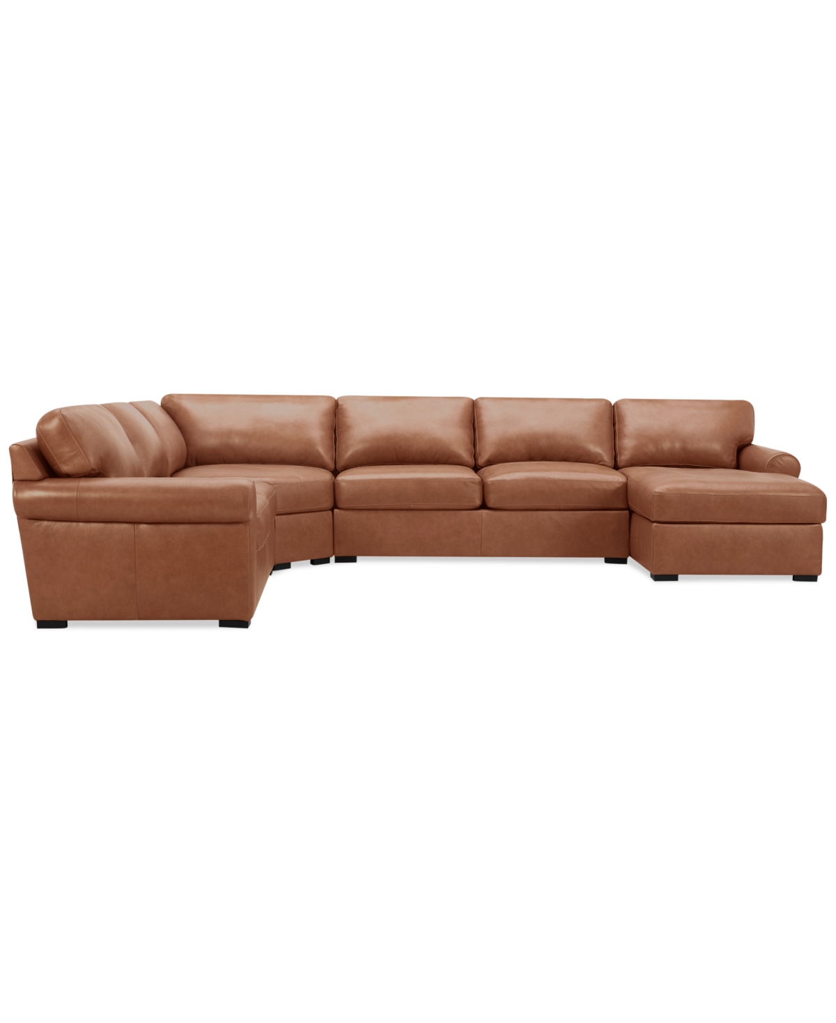 Macy's Radley Roll Arm 152" 5-pc. Leather Wedge Corner Chaise Sectional, Exclusively At