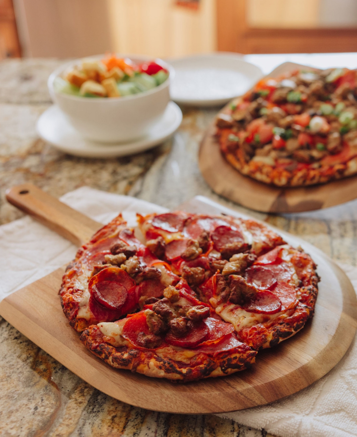 Toscana Acacia Personal Pizza Peel Paddle Serving Board, Set Of 2