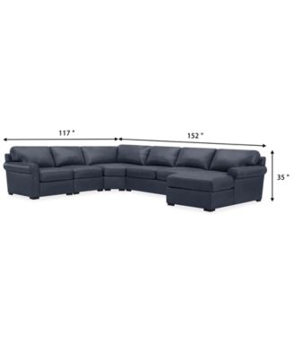 Radley Roll Arm 152" 5-Pc. Leather Wedge Corner Chaise Sectional