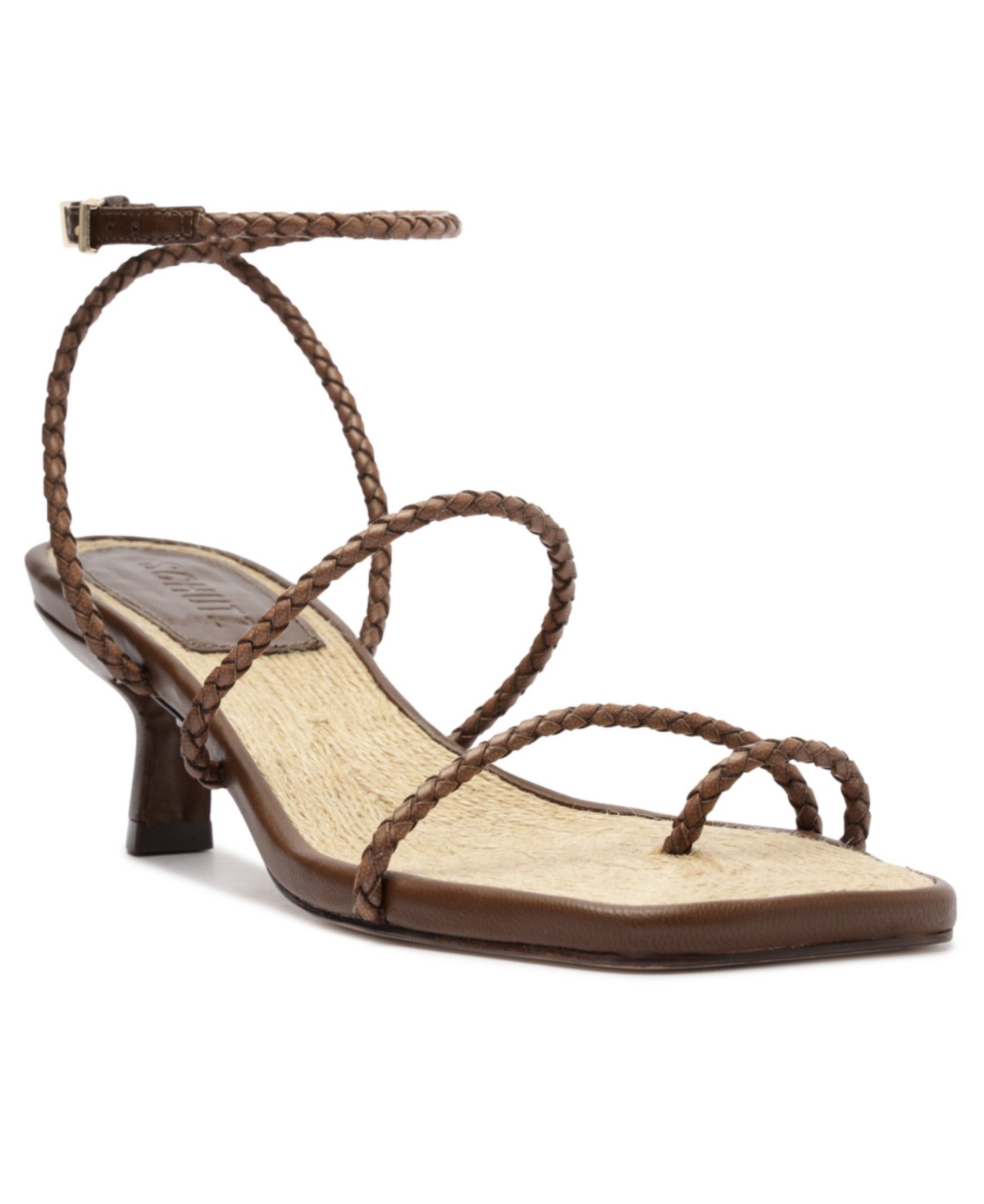 Shop Schutz Women's Kaya Straw Mid Stiletto Heel Sandals In Brown