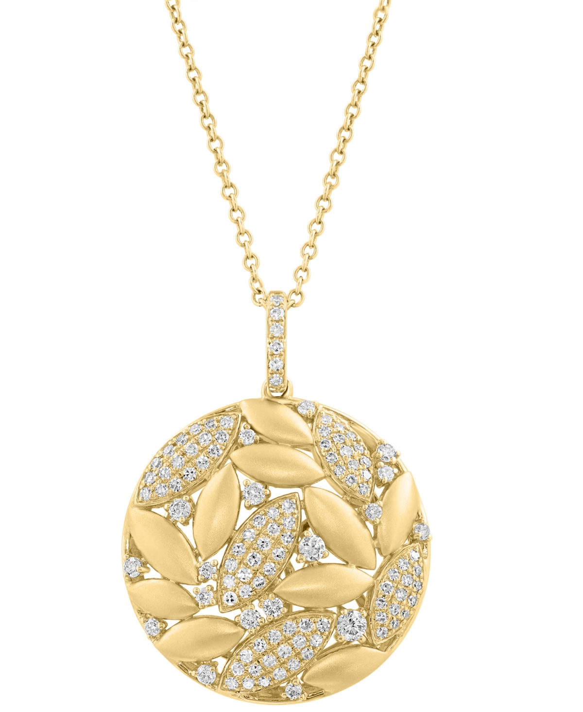 Effy Collection Effy Diamond & Polished Navette Cluster Pendant Necklace (1/2 Ct. T.w.) In 14k Gold, 17" + 1" Extend