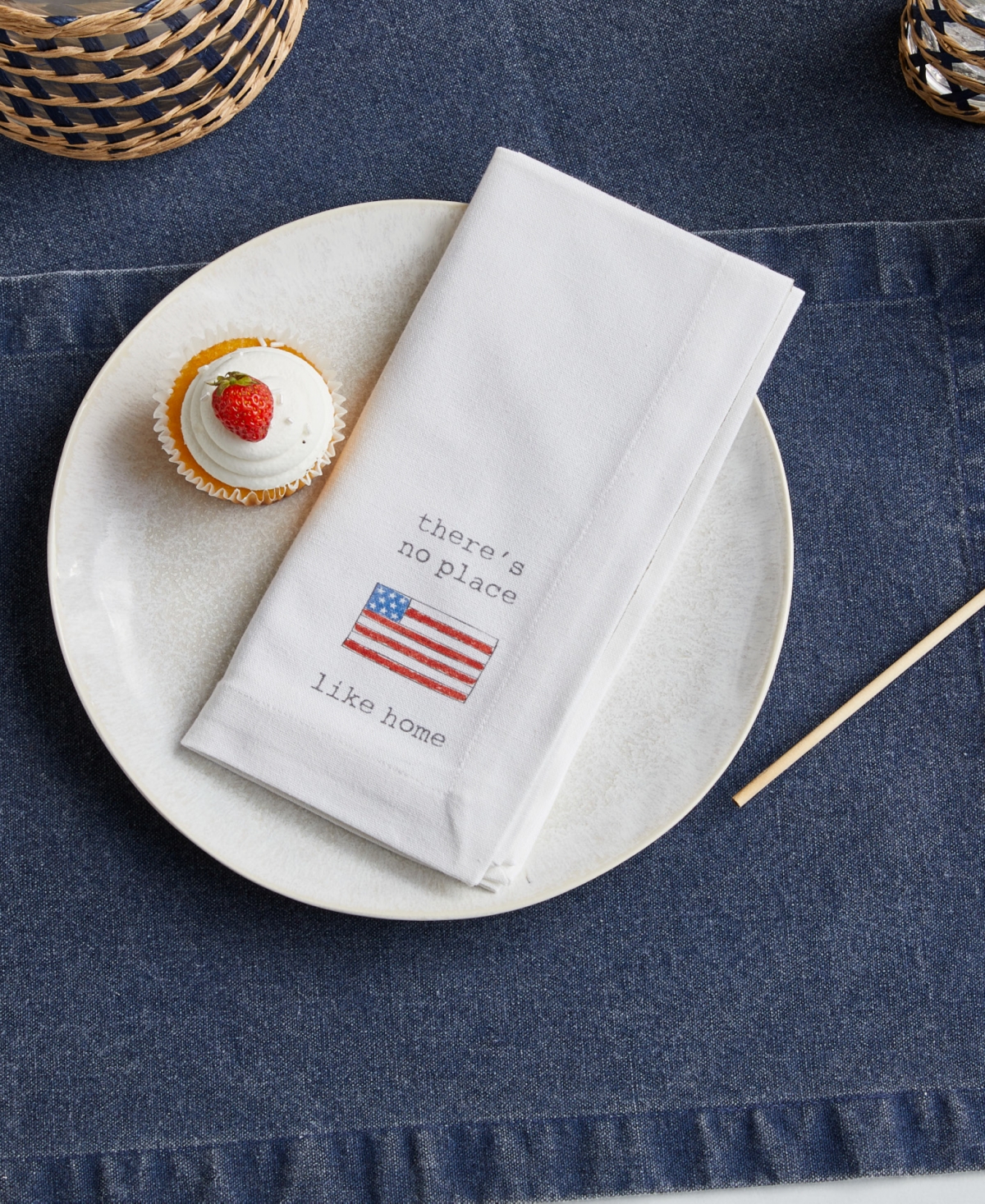 Tableau Cuties Set Of 4 Napkins, 8.25" X 8.25" In Red,white,blue