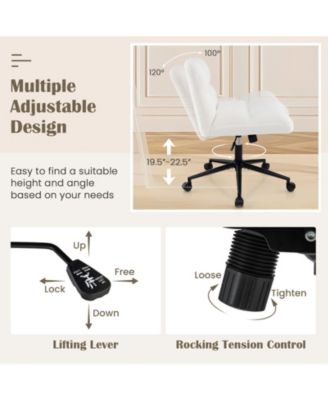 Cross Legged Chair with Wheels with Padded Seat Adjustable Height for Bedroom Study