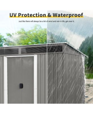 Metal Lockable Sliding Doors & Transparent Plate Outdoor Storage Shed