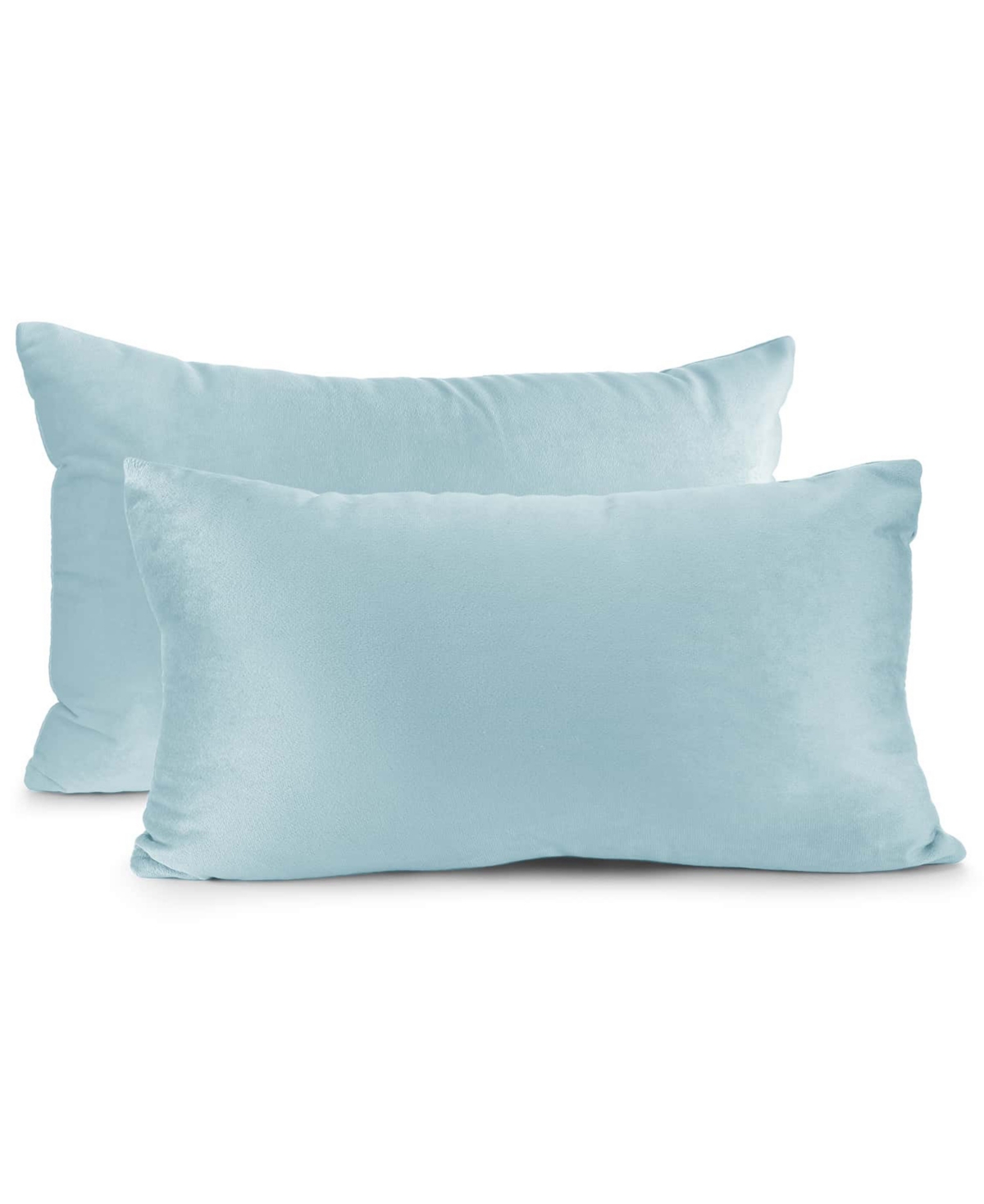 Nestl Elegant 2-pack Velvet Decorative Throw Pillows With Removeable Covers, 12" X 20" In Aqua Light Blue