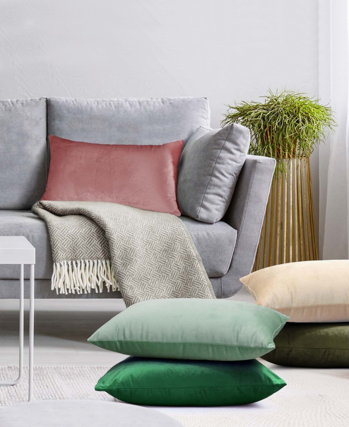 Nestl Elegant 2-pack Velvet Decorative Throw Pillows With Removeable Covers, 12" X 20" In Misty Rose