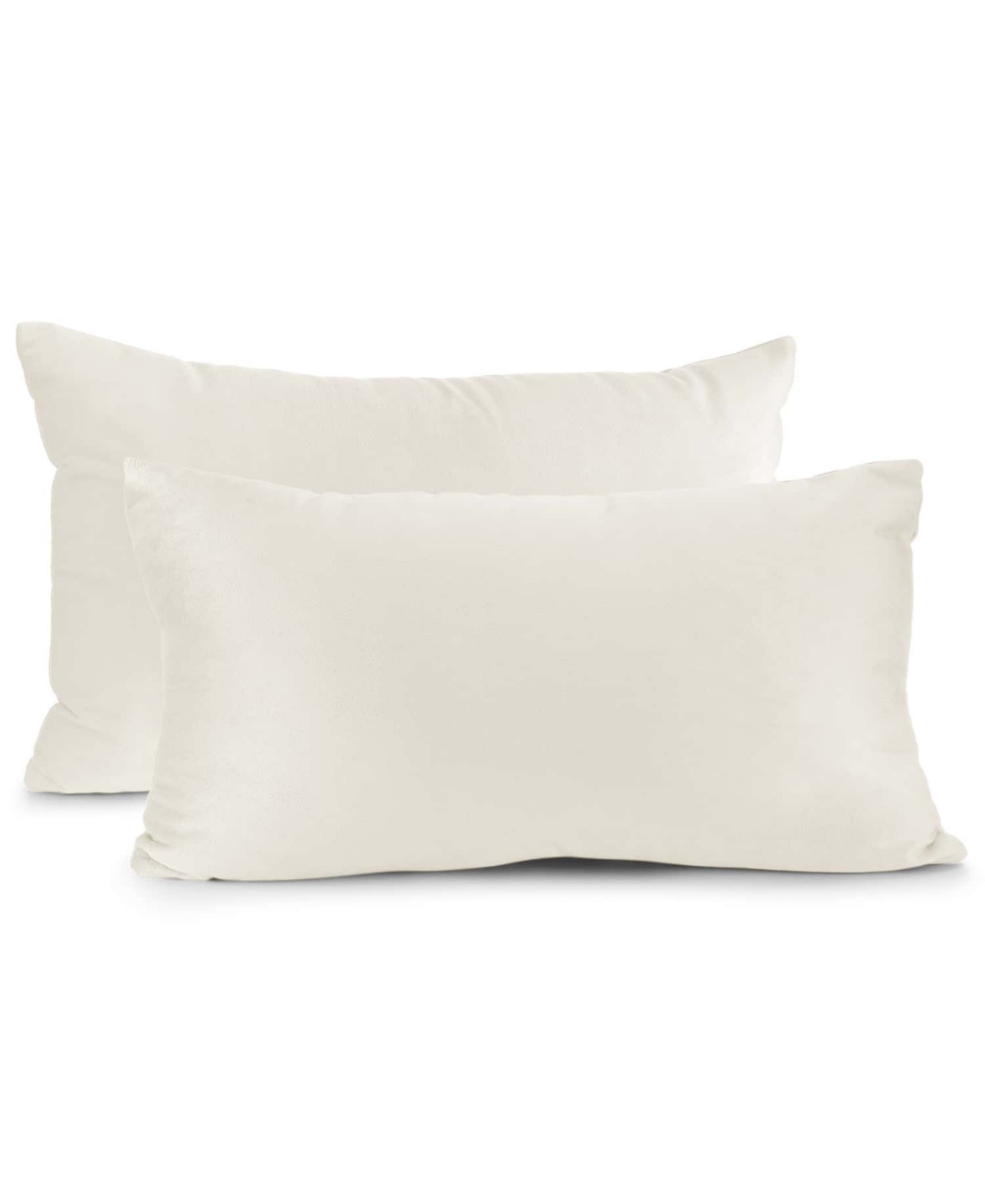 Nestl Elegant 2-pack Velvet Decorative Throw Pillows With Removeable Covers, 12" X 20" In Off White
