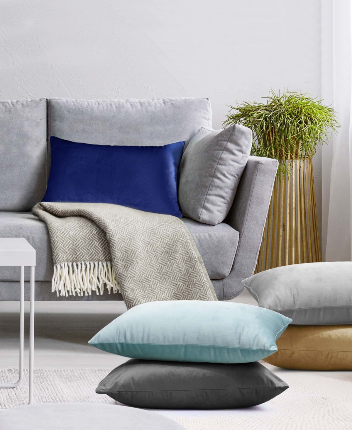 Nestl Elegant 2-pack Velvet Decorative Throw Pillows With Removeable Covers, 12" X 20" In Dark Gray
