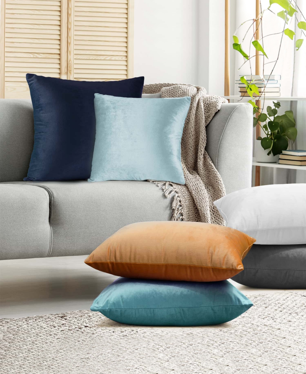Nestl Elegant 2-pack Velvet Decorative Throw Pillows With Removeable Covers, 18" X 18" In Rust