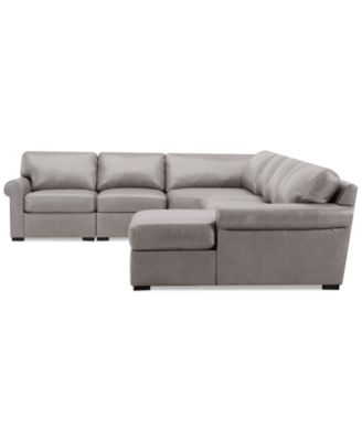 Radley Roll Arm 145" 6-Pc. Leather Wedge Corner Chaise Sectional