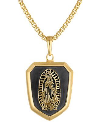 Bulova - Men's Our Lady of Guadalupe Two-Tone Sterling Silver Pendant Necklace, 24" + 2" extender