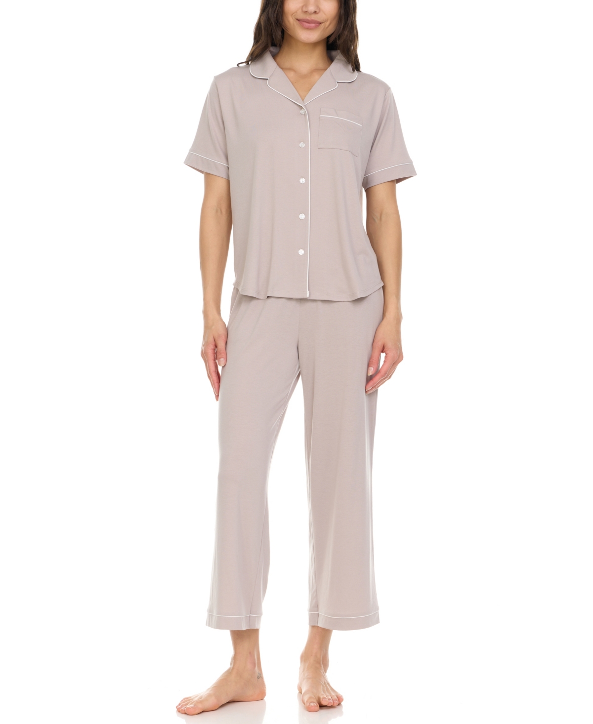 Women's Annie Notch Top and Capri Pajama Set - Sandstone