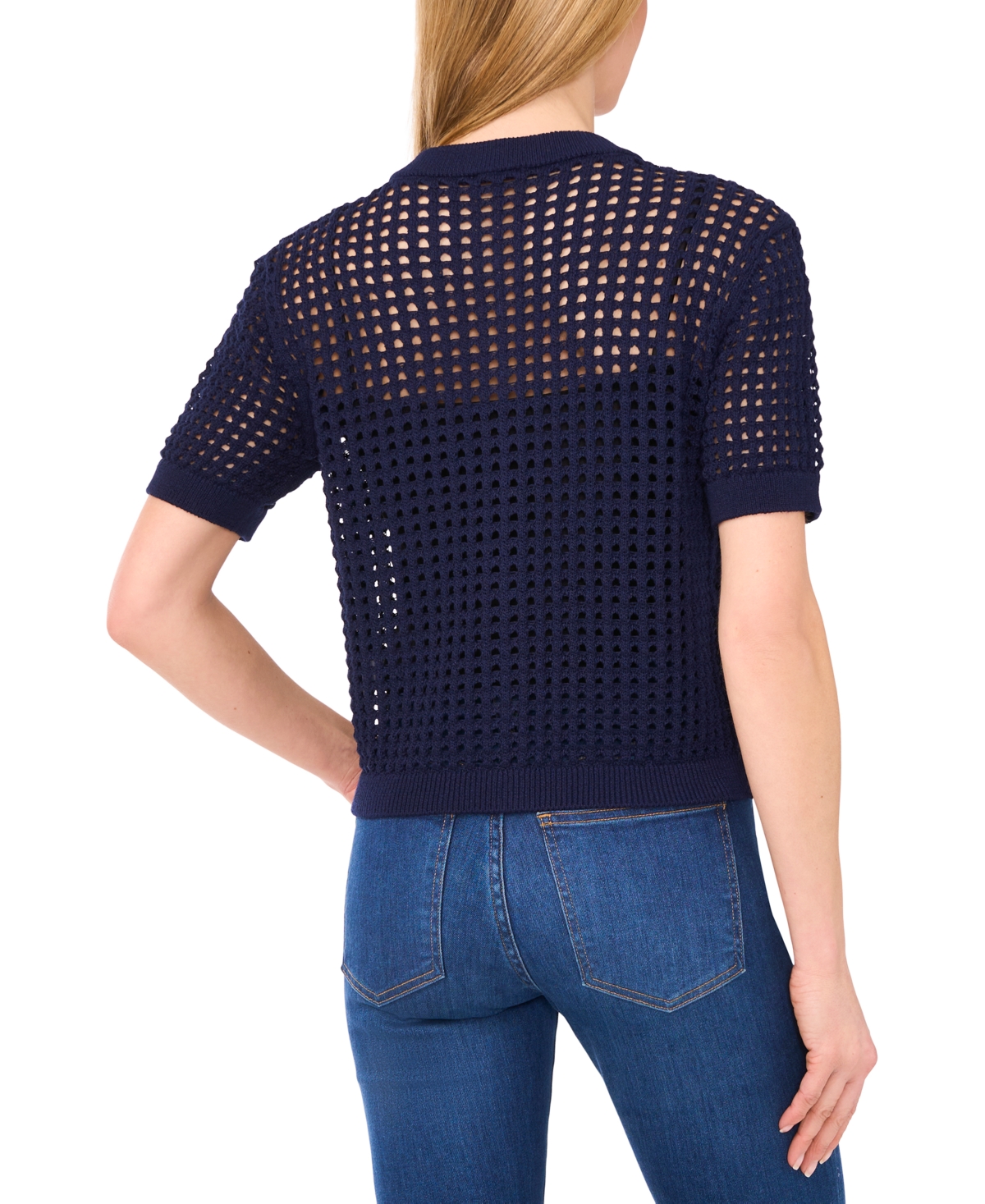 Shop Cece Women's Texture Mesh Short-sleeve Cardigan