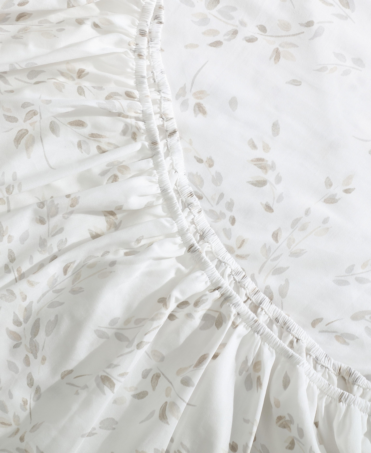 Calvin Klein Printed 300-thread Count Cotton Sateen 4-pc. Sheet Set, King In Airy Botanical Beige