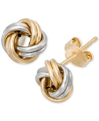 Macy's - Polished Classic Love Knot Stud Earrings in 10k Two-Tone Gold