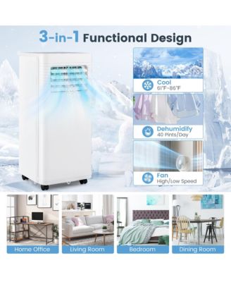 8000 BTU Portable Air Conditioner 3-in-1 AC Unit w/ Dehumidifier & Fan Sleep Mode & 24H Timer