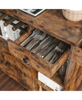 Rolling Kitchen Island Cart with Drop-Leaf and Wine Rack