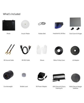 high-fidelity, acrylic platter, Ortofon 2M Blue cartridge, stylus & cleaning kit vinyl turntable record player with record weight.