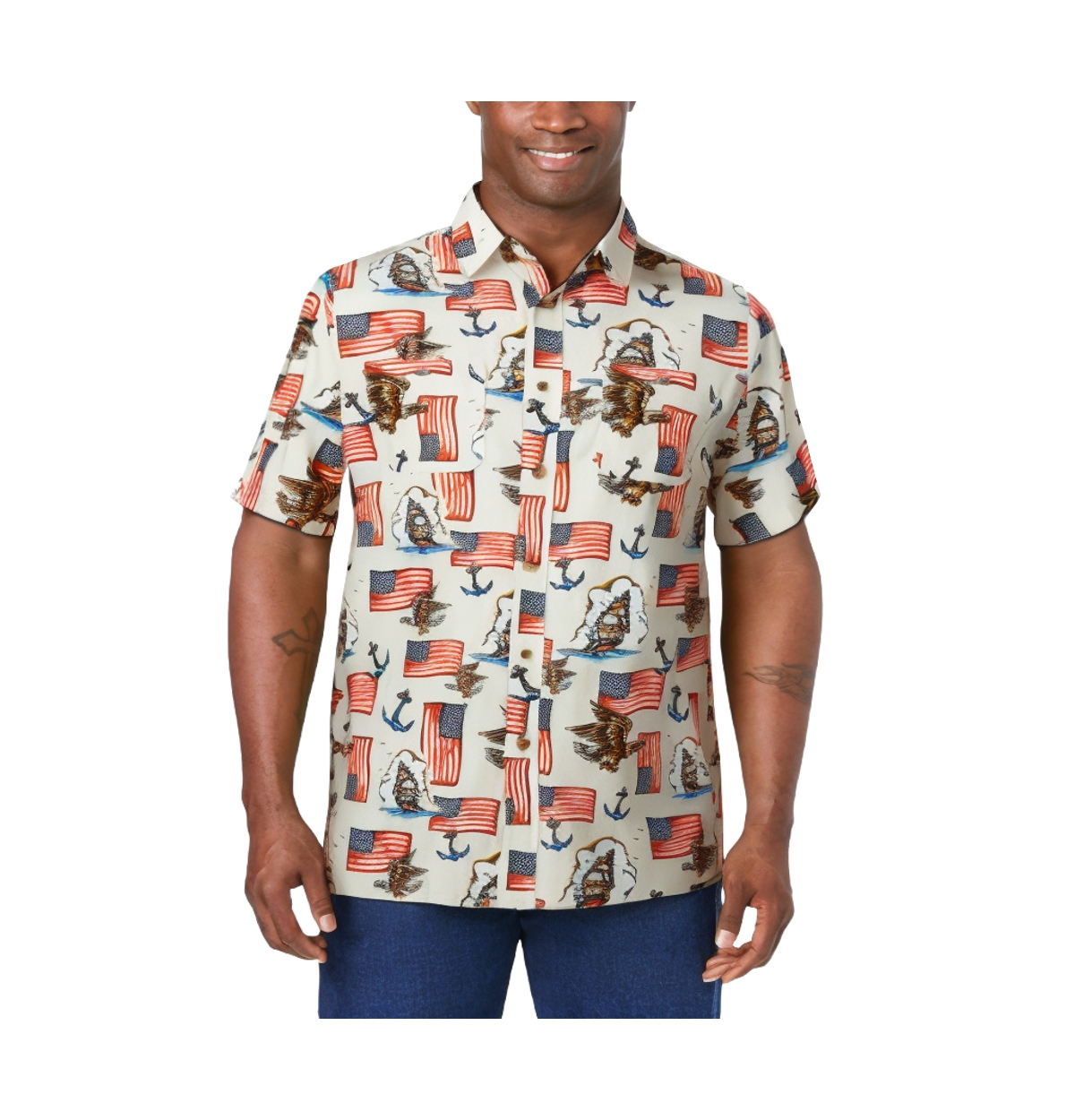 Big & Tall Short Sleeve American Sport Shirt - Stars and stripes