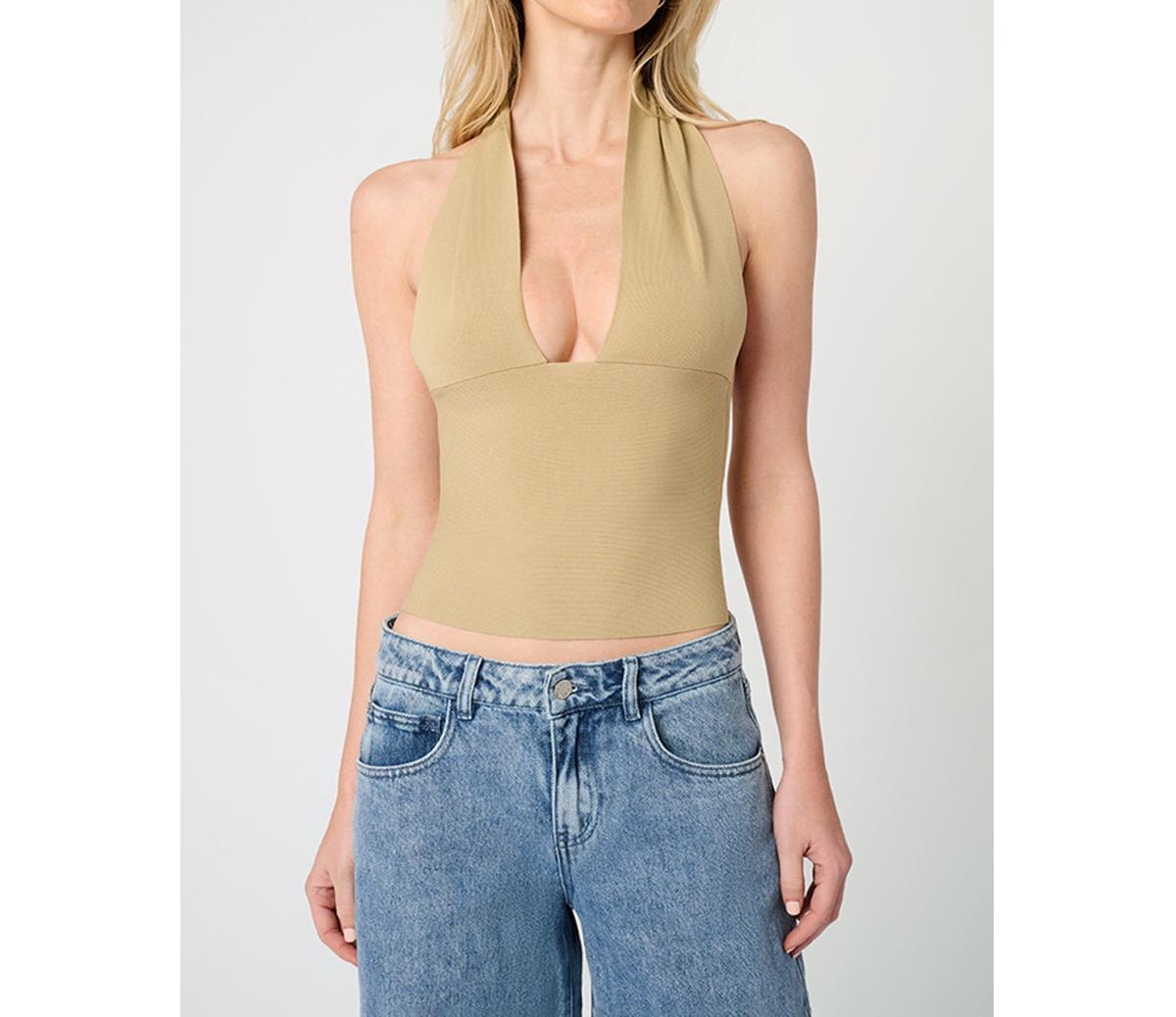 Women's Knit Halter Top - Oat