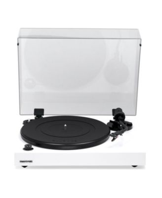 RT82 – Walnut high-fidelity turntable with Ortofon OM10 cartridge, speed control motor & vibration-isolation feet.