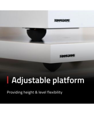 IB40 – Piano black anti-vibration turntable base, wood platform, height-adjustable feet, bubble level, universal fit – sound clarity boost.